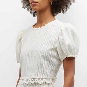 Tory Burch Linen Lace Crop Blouse from Neiman Marcus NWT size Small